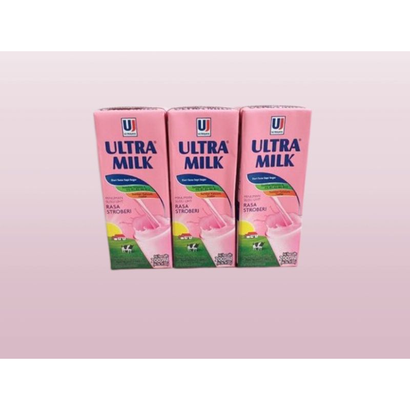 

Susu Ultra Milk 200 ml 1 Karton Isi 24 Pcs Rasa Colelat | Strawbarry | Fullcream