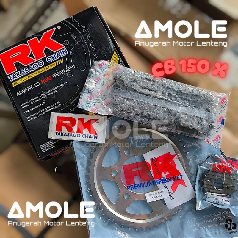 Gir Set Gear Set Rantai RK Takasago Chain Kit Honda CB 150 X CB150X