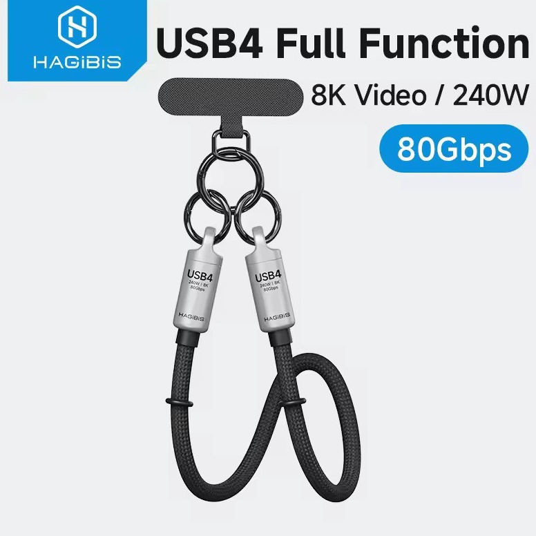 KODE G7L Hagibis GS2 3cm USB4 Phone Lanyard Cable Portable USB C to TypeC Wrist Lanyard Cable 24W 8G