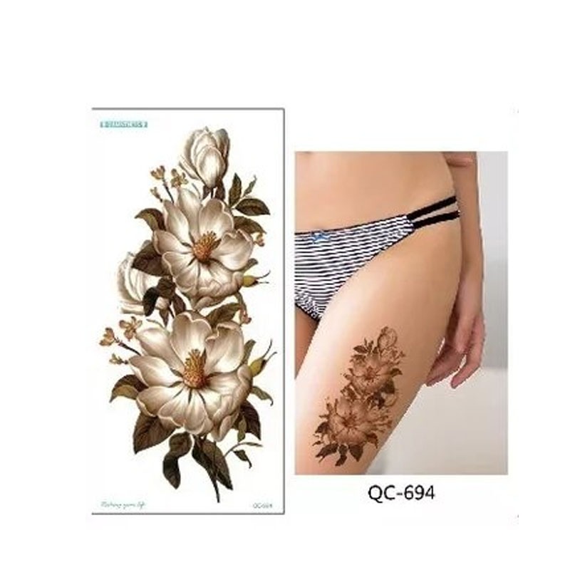 ZARIL TATO Tato Temporer Tato Temporary Seri QC-694 BUNGA SAKURA COKLAT Anti Air Tahan 2-4 hari