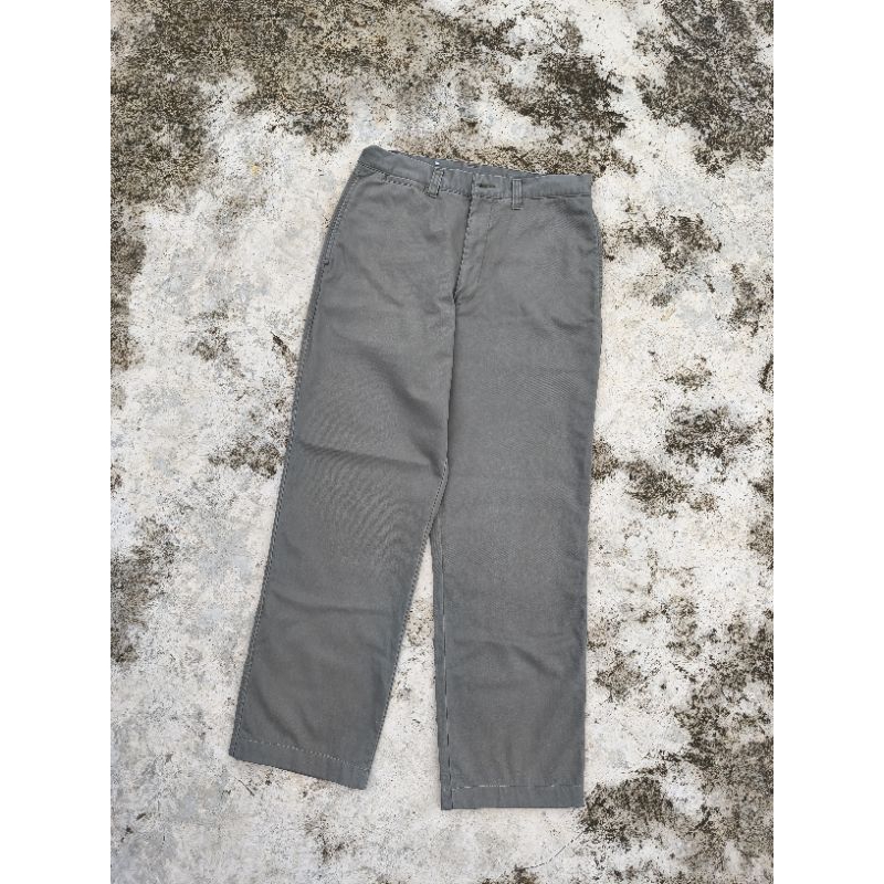 Trouser pants celana panjang relax pants uniqlo reguler fits original second brand warna dark panjan