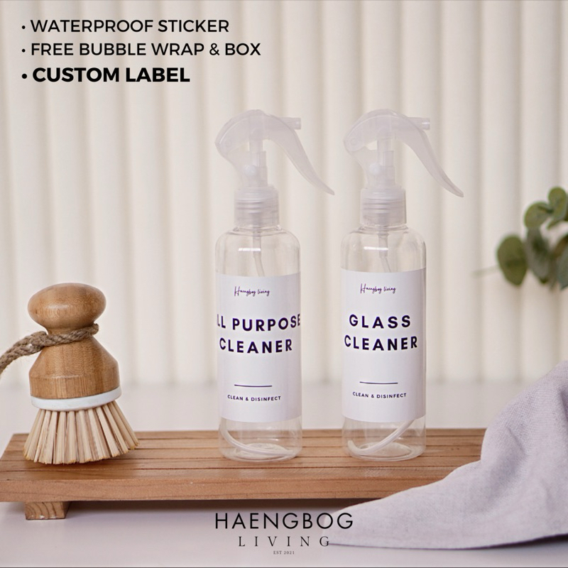 Botol Spray + Stiker Label Aesthetic Refill Bening 250 ml Organizer