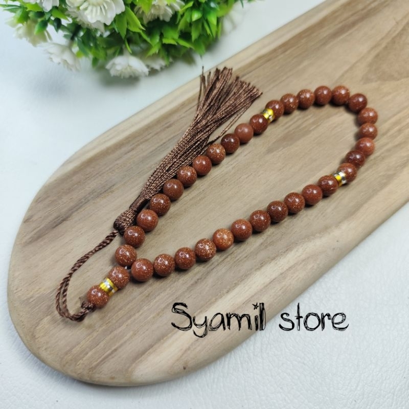 Tasbih Batu Pasir emas Tasbih Batu Natural Pasir Emas 8mm Tasbih 33 butir
