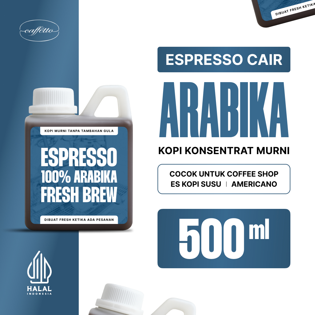 

CAFFETTO - Espresso Concentrated - Espresso Cair 100% 500ml Full arabika 100% Pure Espresso Kopi biji bubuk ekstrak Konsentrat Murni rekomendasi espresso literan Es Kopi Susu americano kopi hitam dari bahan kopi puntang specialty