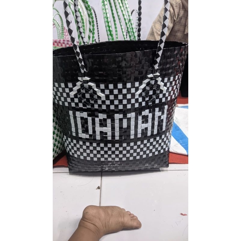 tas anyaman bahan tali kaca