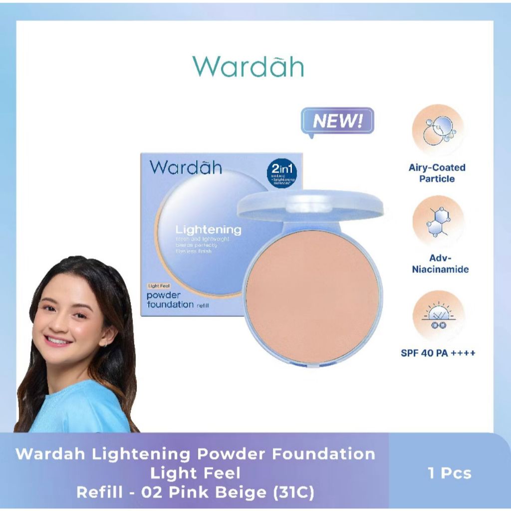 Wardah Refill Lightening Powder Foundation Light Feel | Bedak Padat/Two/Compact/TWC