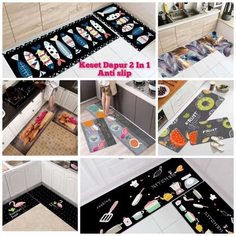 COD KESET DAPUR 2 in 1 SET ANTI SLIP / KARPET DAPUR KESET DAPUR PANJANG 2in1 MINIMALIS KESET DAPUR A