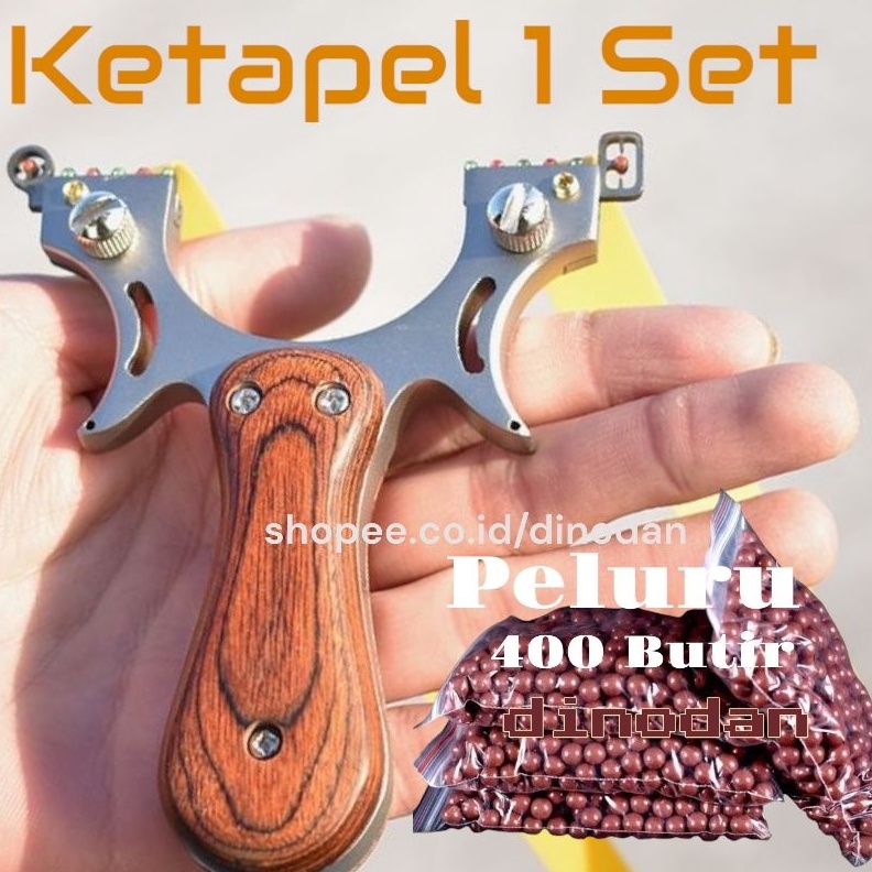 KODE X54H Ketapel Burung Gagang kayu stainless kokoh plus 4 Butir Bola bola Tanah keras
