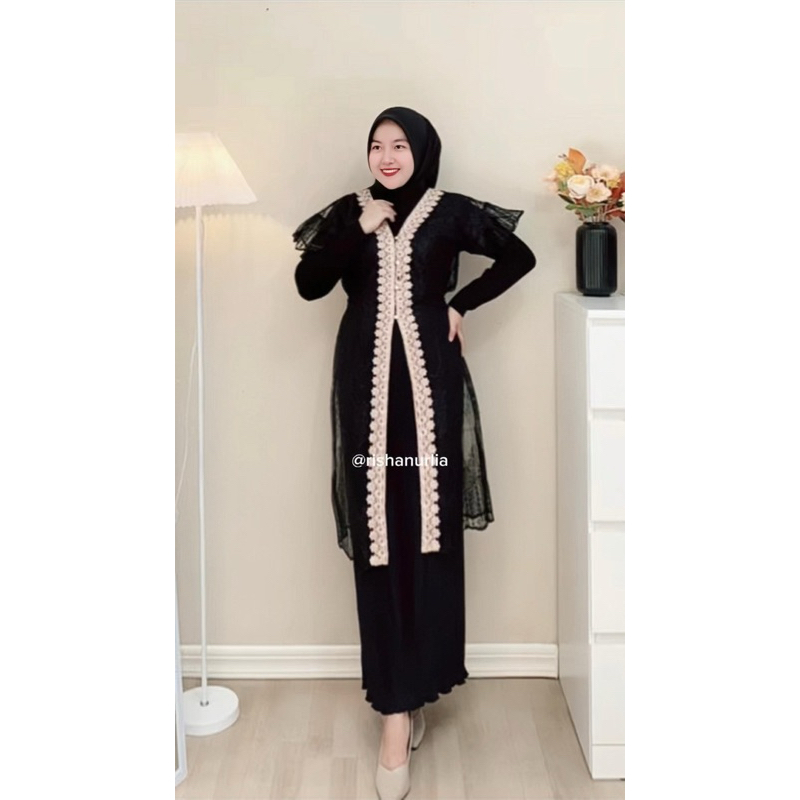 Juleashop Shella Outer Brukat Renda / Long Outer Kondangan / Outer Dress Wanita