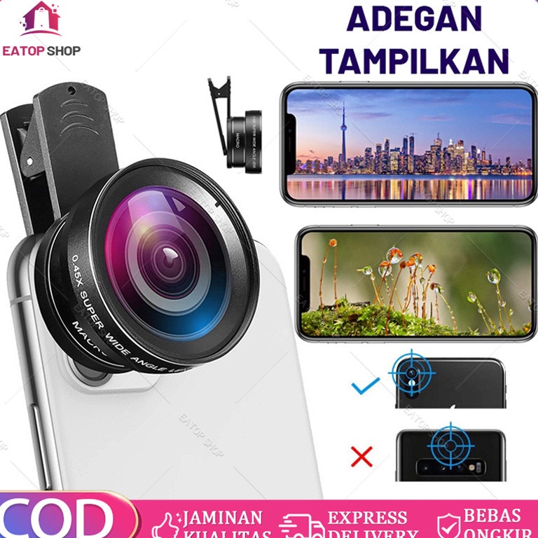 KODE K28Q 2 In 1 Lensa Super Wide Angle Lens Macro Smartphone Aksesoris Lensa Pembesar 125X Camera H