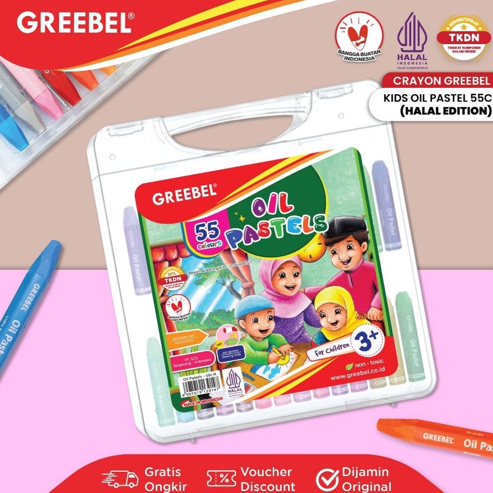 

KODE T56N GREEBEL Crayon Krayon 55 Warna Crayon Kids Oil Pastel 55 Halal Edition Crayon GREEBEL