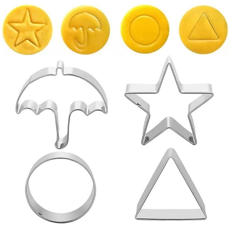 1set Cetakan squid game dalgona candy clay/Permen dalgona ala squid game/Cookies Cutter/Ring Cutter 