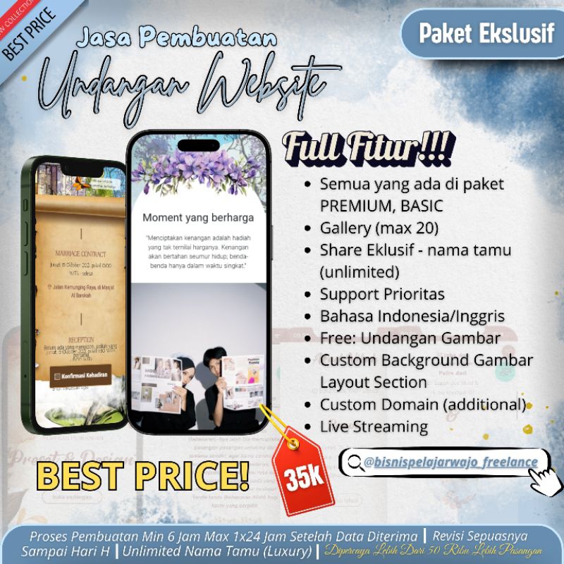 [EKSLUSIF] Undangan Digital Website Pernikahan Ekslusif - Menggunakan Foto & Tanpa Foto || Undangan 