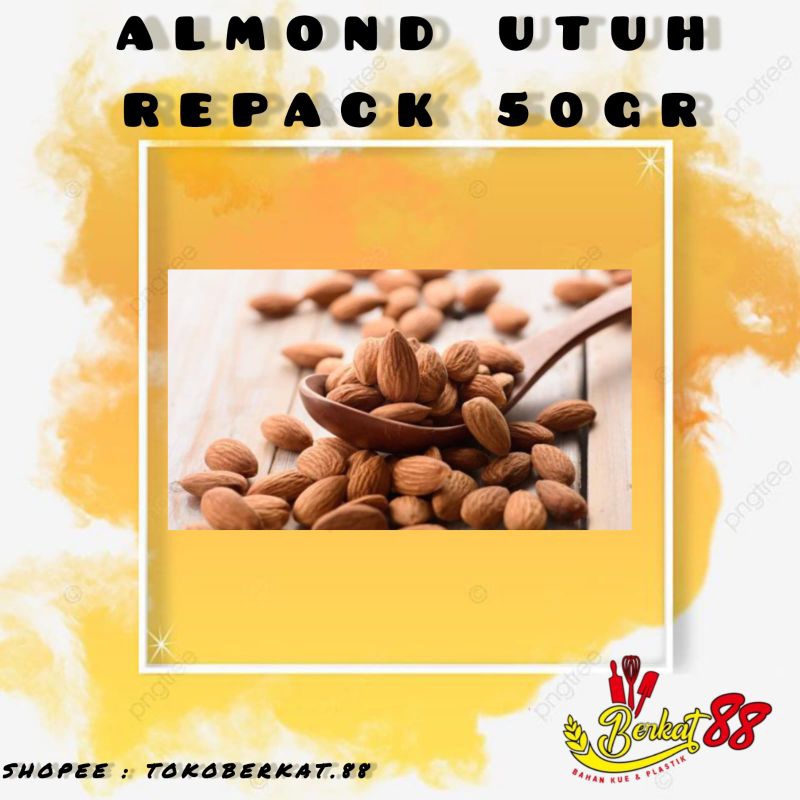 

KACANG ALMOND UTUH KEMASAN REPACK 50GR