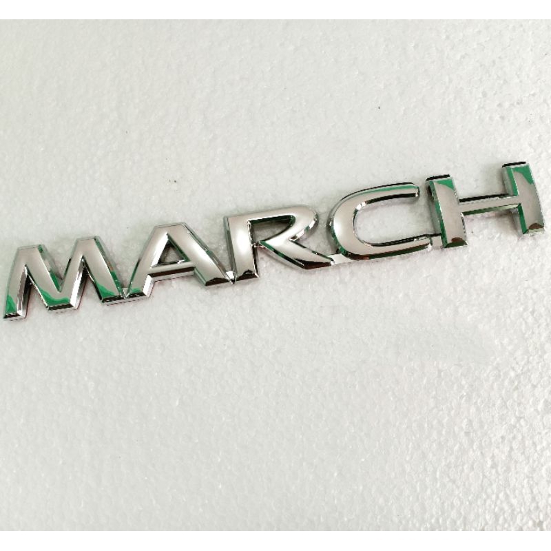 Emblem logo nissan MARCH ukuran original march silver chrome timbul