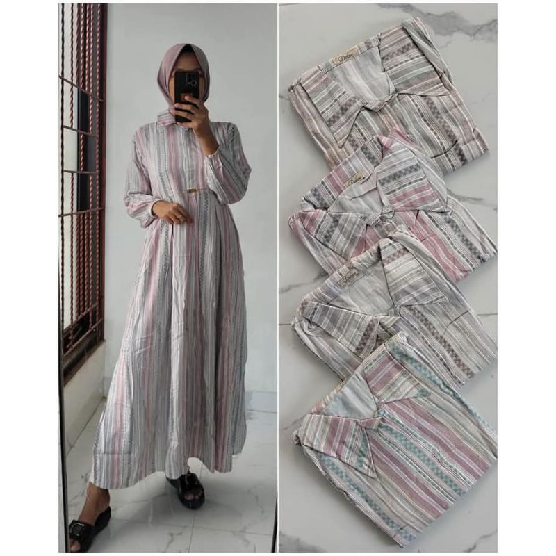 GAMIS RAYON MOTIF SALUR | HOMEY DRESS RAYON | GAMIS RAYON KERAH
