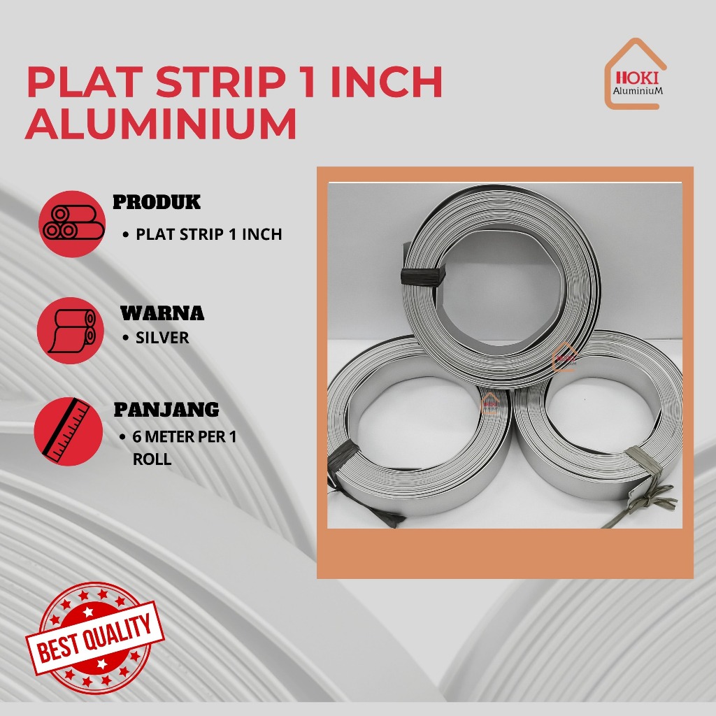 PLAT STRIP ALUMINIUM 1 INCH (2,5 CM) SILVER