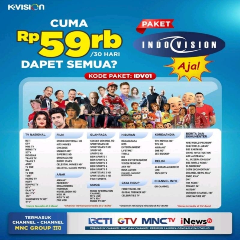Paket Indovision Kvison 30 Hari