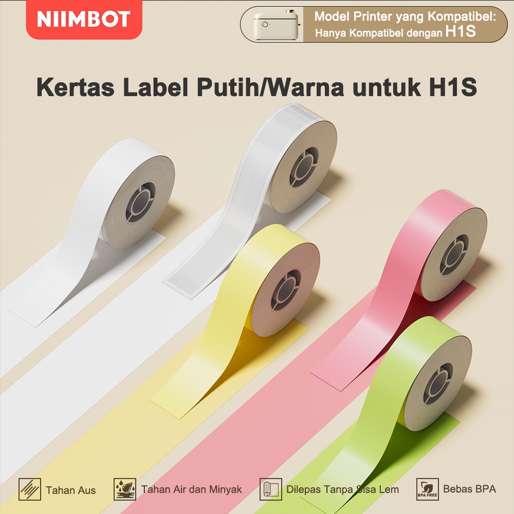 

NIIMBOT H1S Stiker Label Putih/Berwarna/Transparan, Dapat Dipotong Sesuai Keinginan untuk DIY