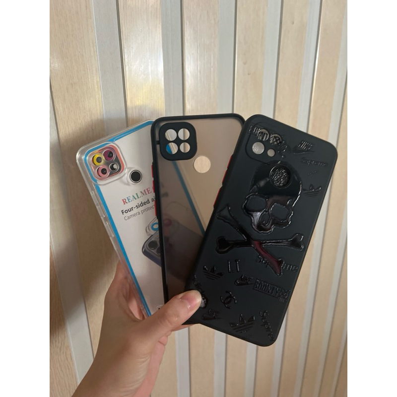 REALME C21 CASE POLOS BENING CLEAR MOTIF KARAKTER CEWEK COWOK BLACK HITAM REALME C21