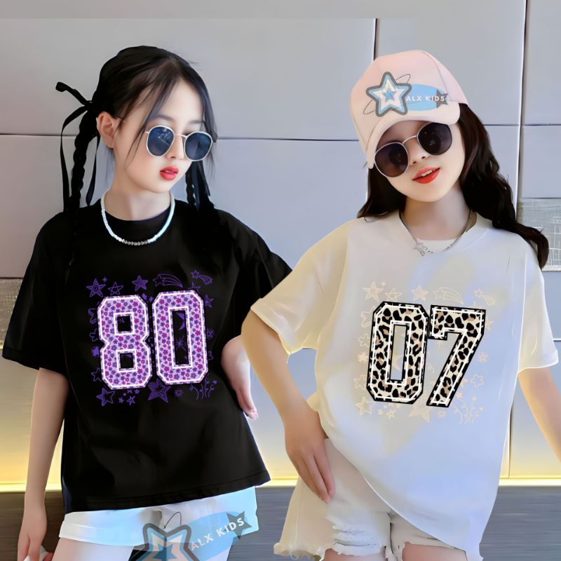 Kaos 10 Anak Perempuan /Umur 6 -13 tahun /Kaos Anak Tanggung perempuan/Kaos Hitam Anak Perempuan /Ka