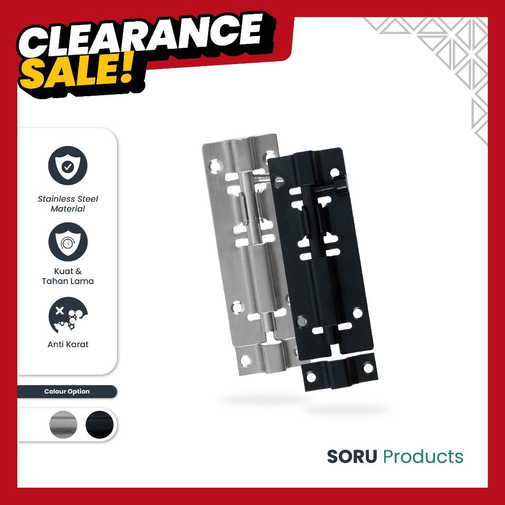 SORU Grendel Pintu Rumah Slot Pintu Rumah Slot Kunci Bulat Panjang Stainless 3 Inch - 4 Inch