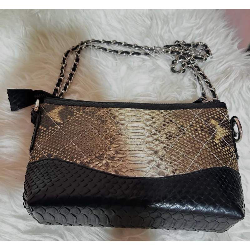 Tas Kulit Ular Hitam Putih Tas selempang