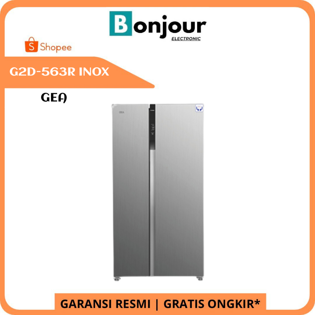 GEA G2D-563R INOX I G2D563 SILVER I G2D 563 - GEA KULKAS SIDE BY SIDE