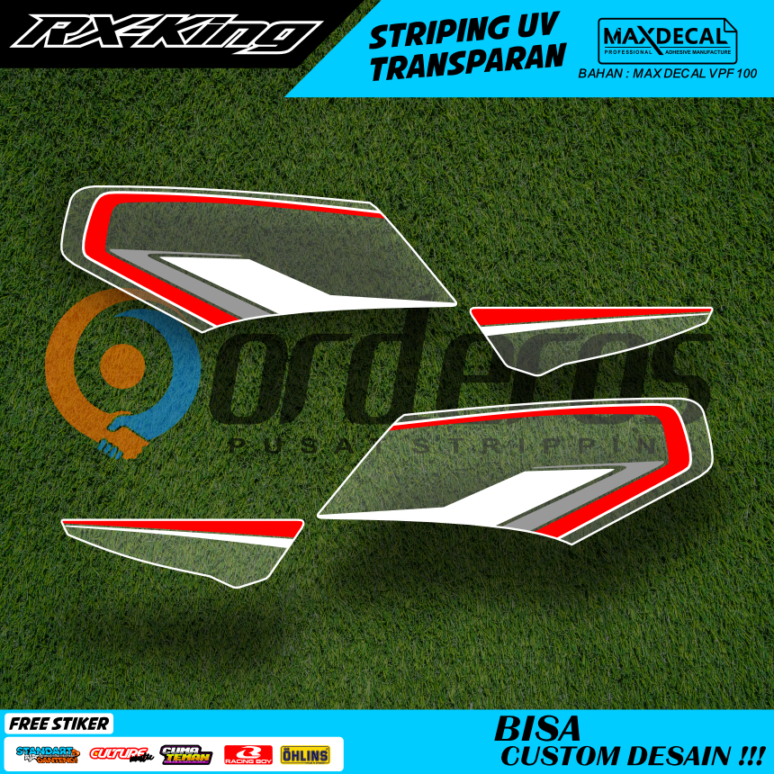 STIKER MOTOR RX KING LIS STRIPING TRANSPARAN  DESAIN UNIK SIMPLE MINIMALIS FREE REQUEST WARNA/TULISA