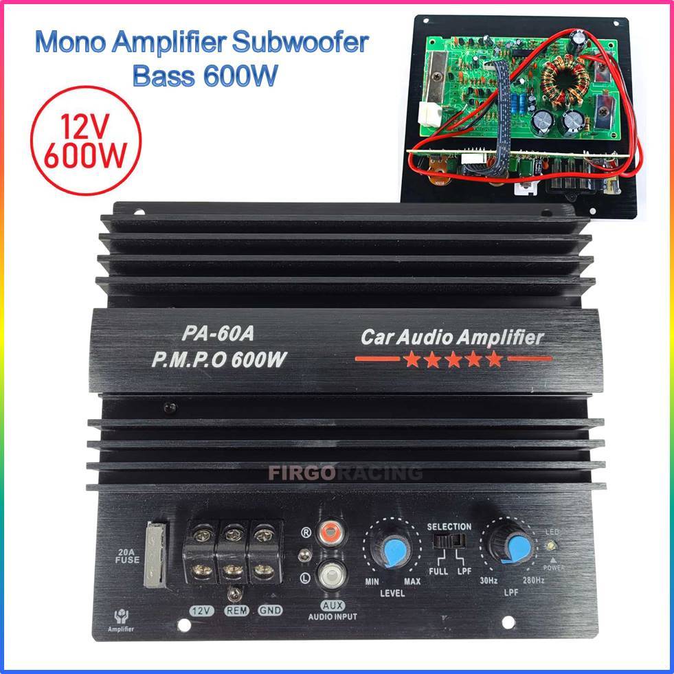 KIT POWER AMPLI SUBWOOFER MONO CAR AUDIO AMPLIFIER BOARD BASS 600W - PA-60A