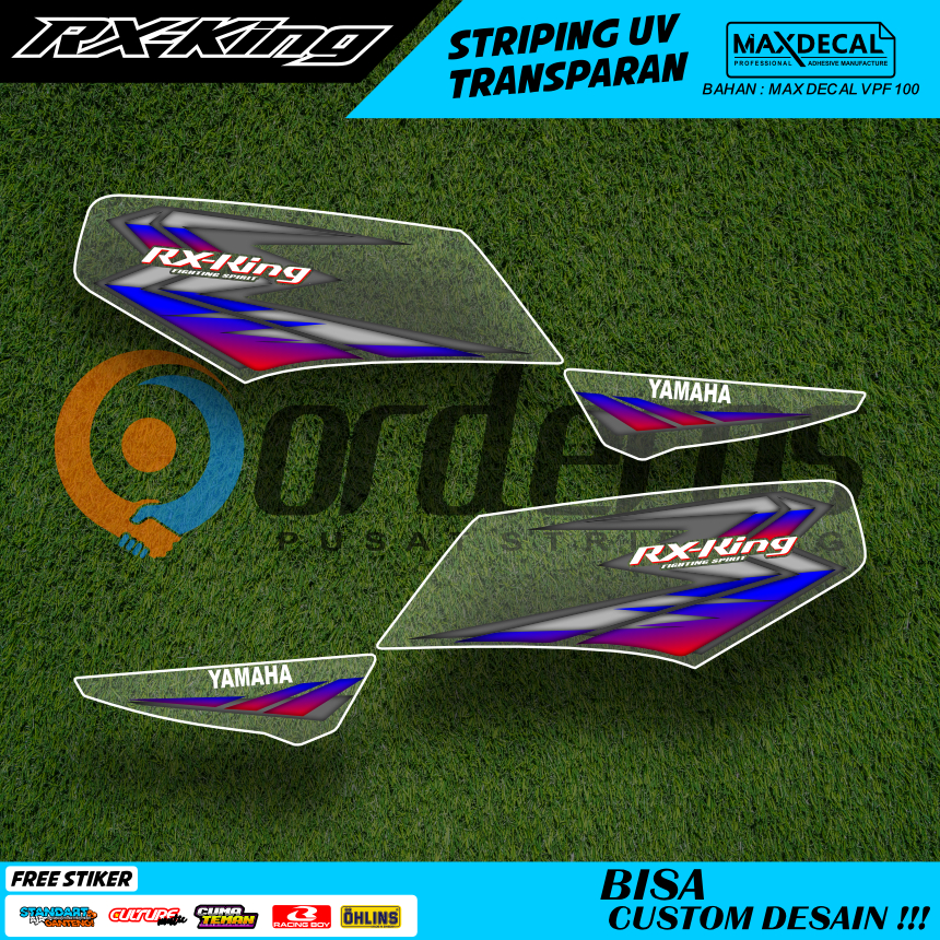 STIKER MOTOR RX KING LIS STRIPING TRANSPARAN  DESAIN UNIK SIMPLE MINIMALIS FREE REQUEST WARNA/TULISA
