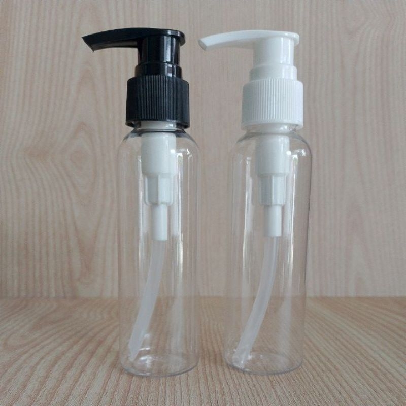Botol Pump Lotion 100ml Clear | Botol Plastik Pet BR 100ml Tutup Pump Hitam | Botol Sabun Cair
