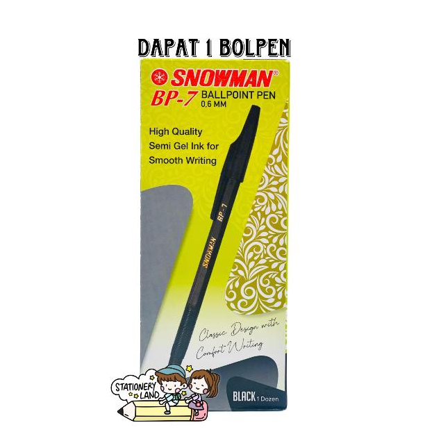 

( StaLand ) BOLPEN SNOWMAN BP-7/ Pulpen Bolpoin Snowman BP-7 / BP7 / BP 7
