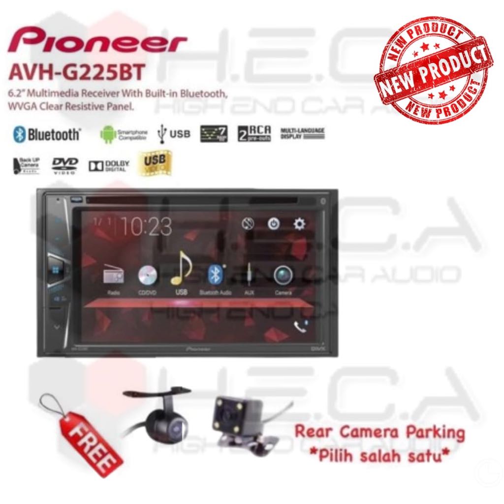 Pioneer AVH-G225BT Tape Mobil AVH G225 BT Double Din G225BT Head Unit Audio & Rear Camera