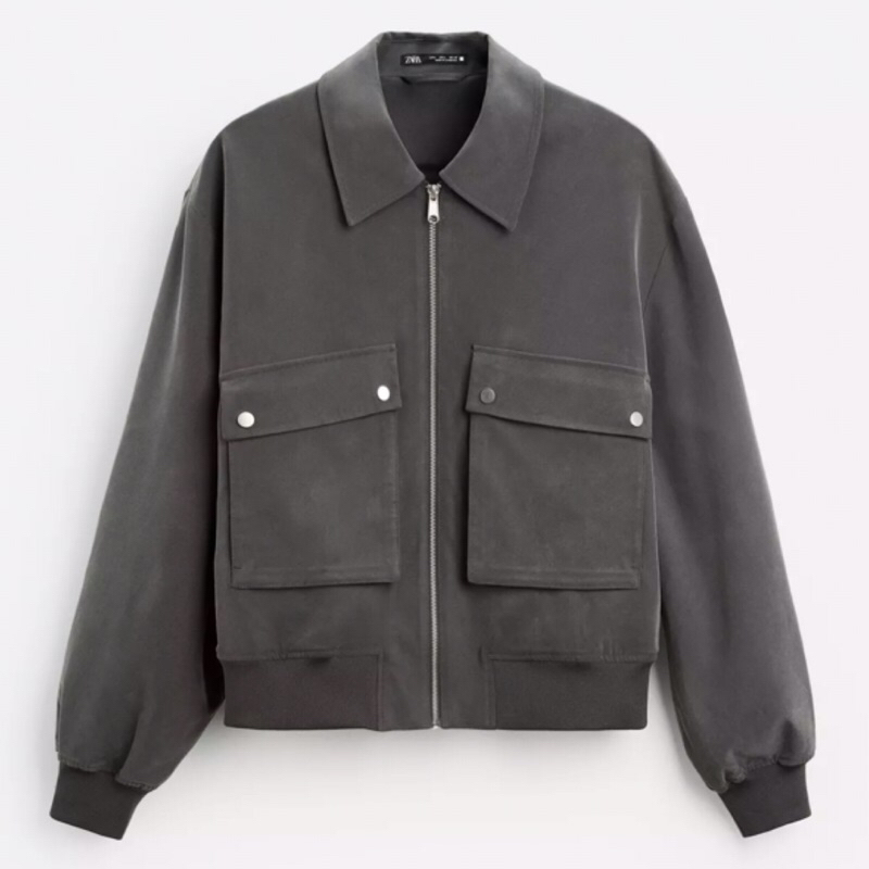 ZARA Men Soft Jacket With Pocket Jaket Pria Grey