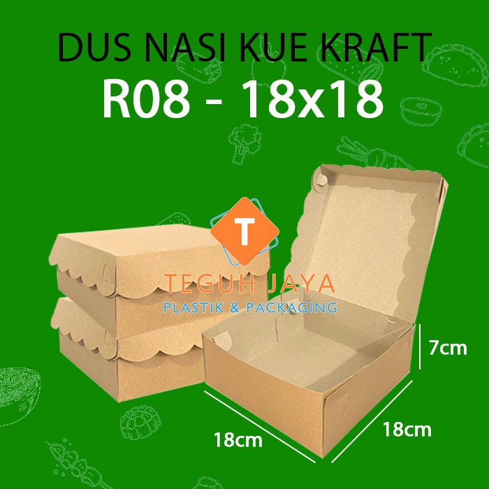

Dus Nasi Kotak Kue 18x18 Box Makanan Katering R8 Kraft 350GSM Non Laminasi Kotak Ayam Bakar 100pcs