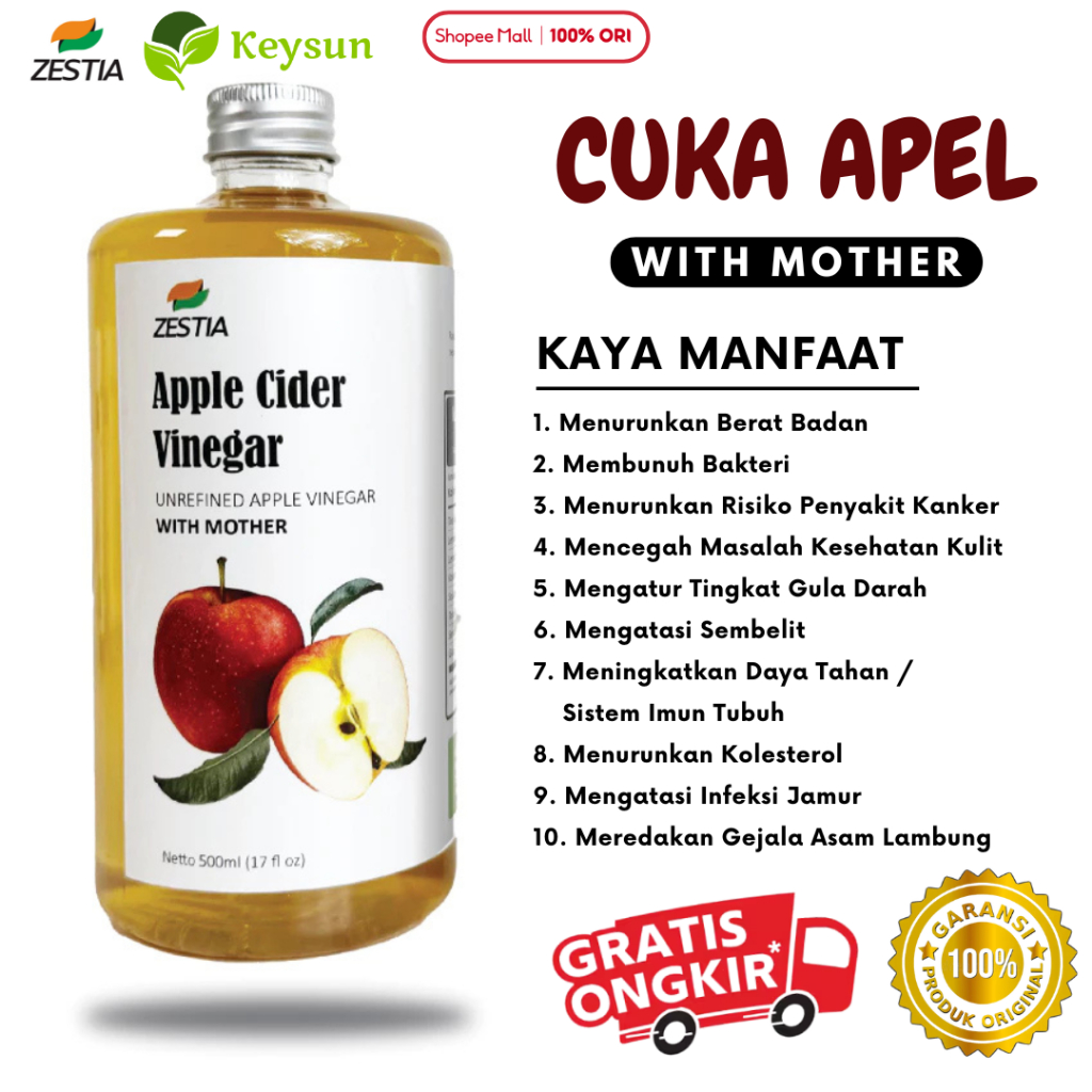 

Keysun Cuka Apel By Zestia With Mother 500 Ml