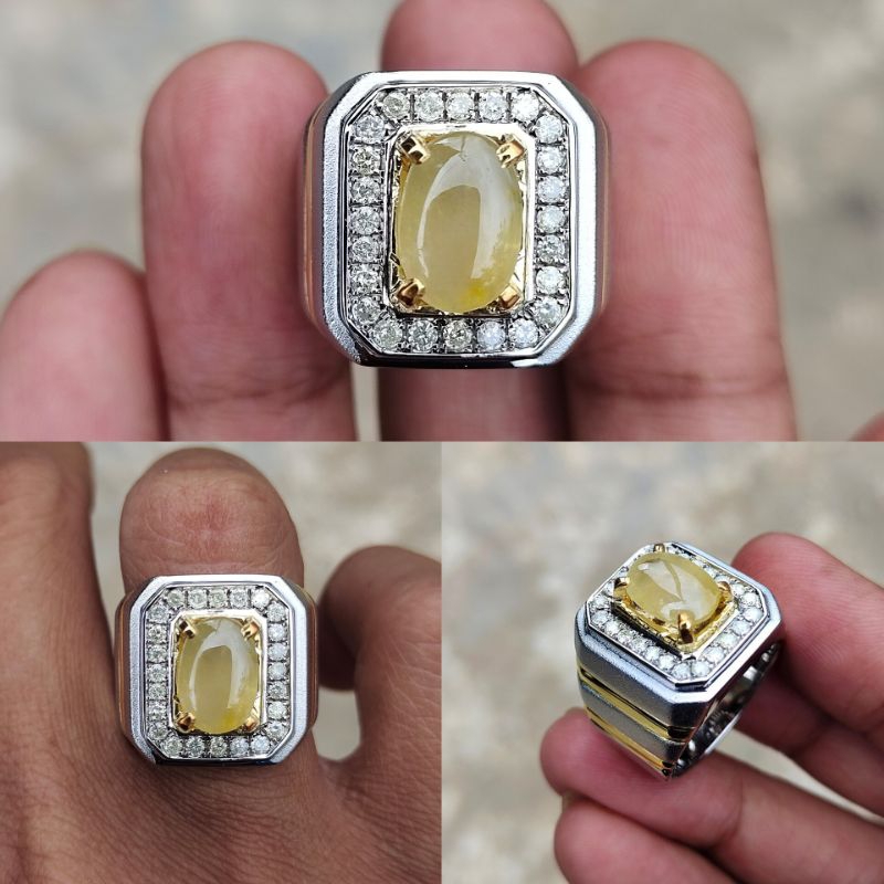 cincin pria mata utama yakut/yellow sapphire