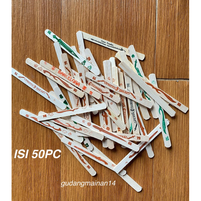50Pc Mainan Stik Kayu Sablon
