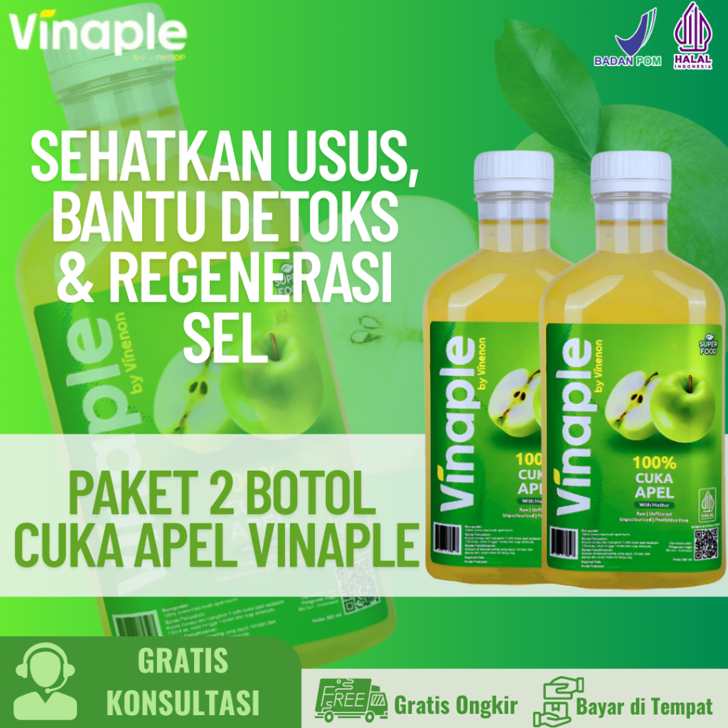 

Cuka Apel Vinaple 2 Botol Sehatkan Usus Bantu Detoks dan Regenerasi Sel