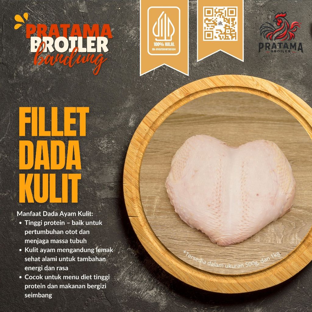 

Daging Boneless Fillet Dada Kulit Ayam - Pratama Broiler