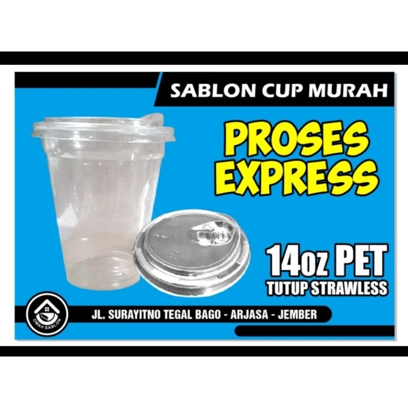 SABLON CUP PET 14oz #sablon #cup #PET #Gelas