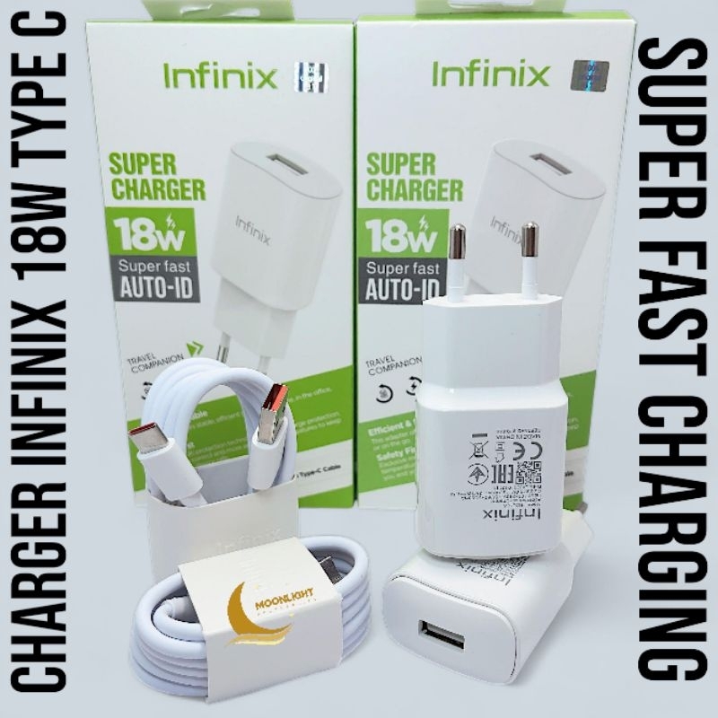 MOONLIGHT ACC  | Charger Infinix Super Fast Charging 18W Type C Original Fast Charger 18 Watt