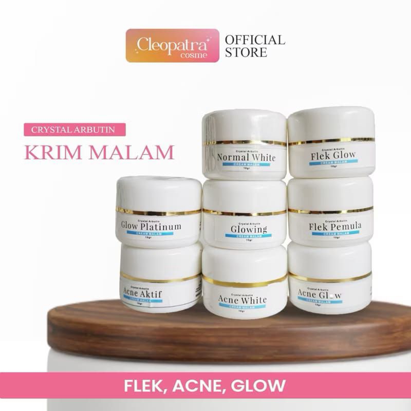 Krim Malam Crystal Arbutin |Acne Glow|Acne White|Flek Glow|Flek Pemula|Glowing|Glowing Platinum Orig