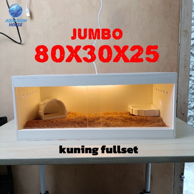 KANDANG REPTIL JUMBO/TERARIUM REPTIL pvc akrilik jumbo dengan lampu led usb mewah elegant