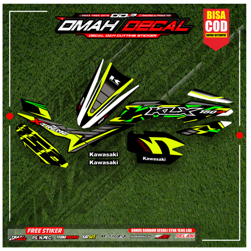 striping lis klx bf extrime 2018 original stripping klx bf extrime vinil transprant max decal biru