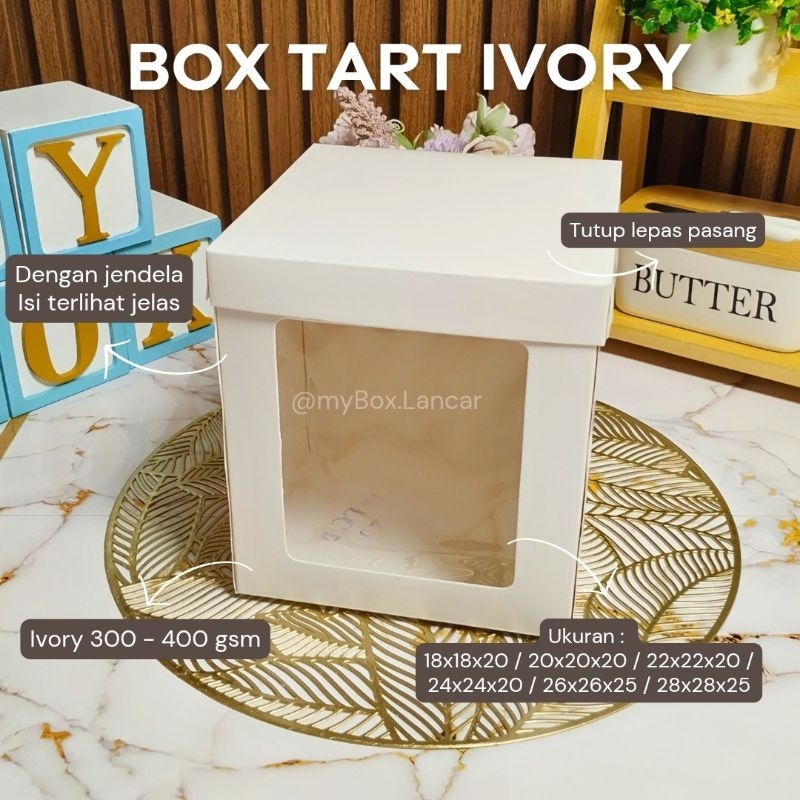 

(ISI 5 LEMBAR) BOX TART PUTIH TINGGI 30 X 30 X 30 CM, DUS TART KOTAK PUTIH TINGGI WINDOW , KEMASAN TAR