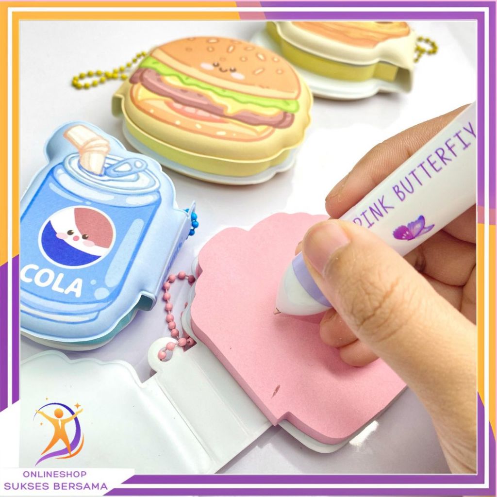 

OSB Sticky Note Karakter Lucu 80 Lembar Mini Sticky Notes Dengan Rantai Gantungan Bentuk Makanan Notebook Mini Dengan Bantalan Empuk Squishy Kecil