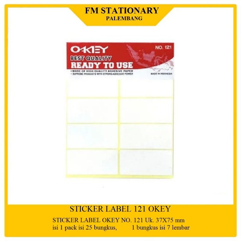 

Sticker label 121 okey 1 pack( 37x75mm)