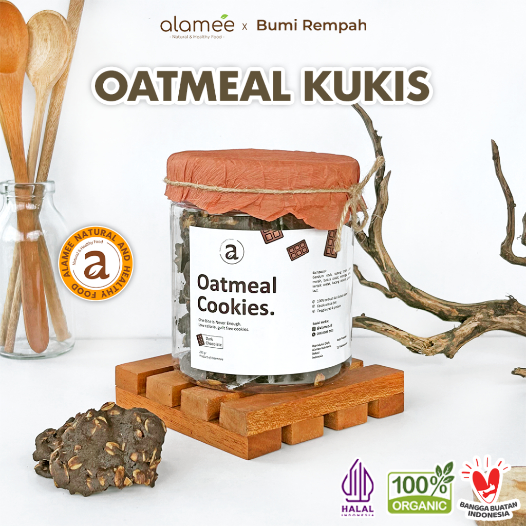 

ALAMEE Oatmeal Diet Cookies - Cemilan Dark Choco Chocolate Snack Kue Kukis Sehat Healthy Snack 225gr
